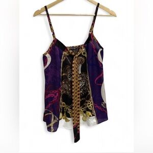 💕 Express spaghetti strap sheer royalty chain top cami size XS purple artsy